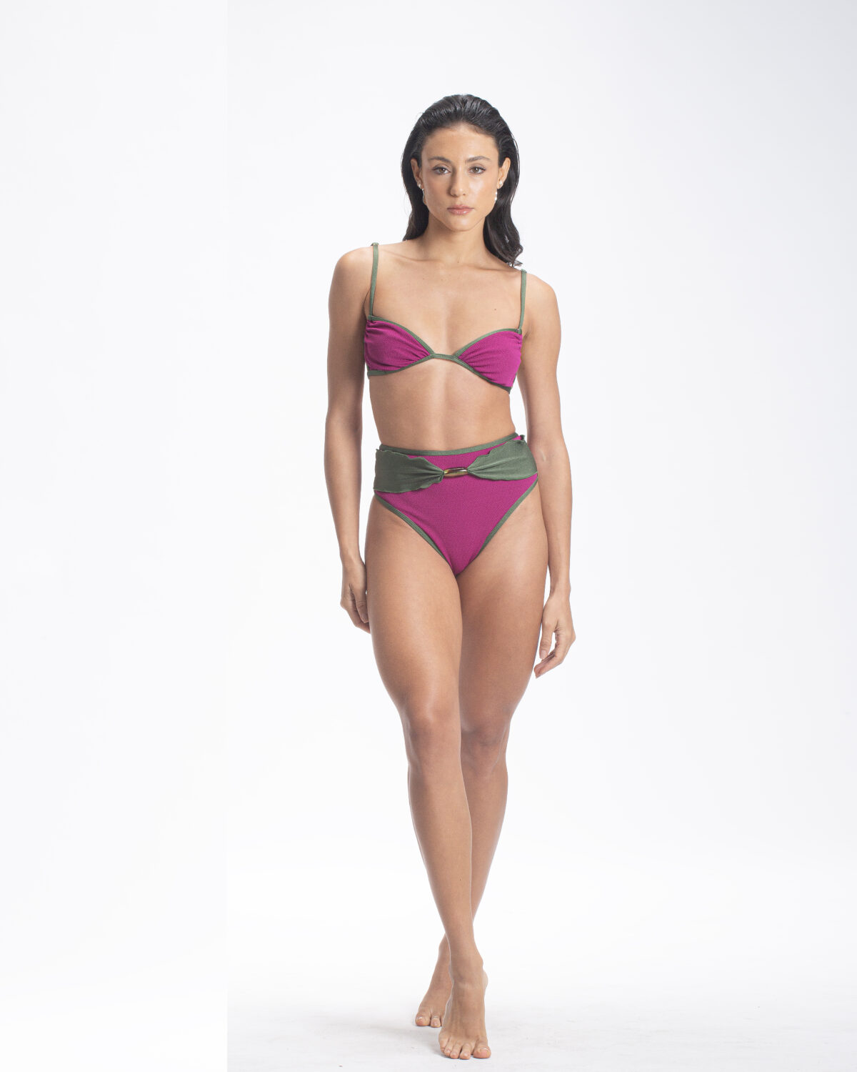 Biquíni hot pant orquídea rosa/verde