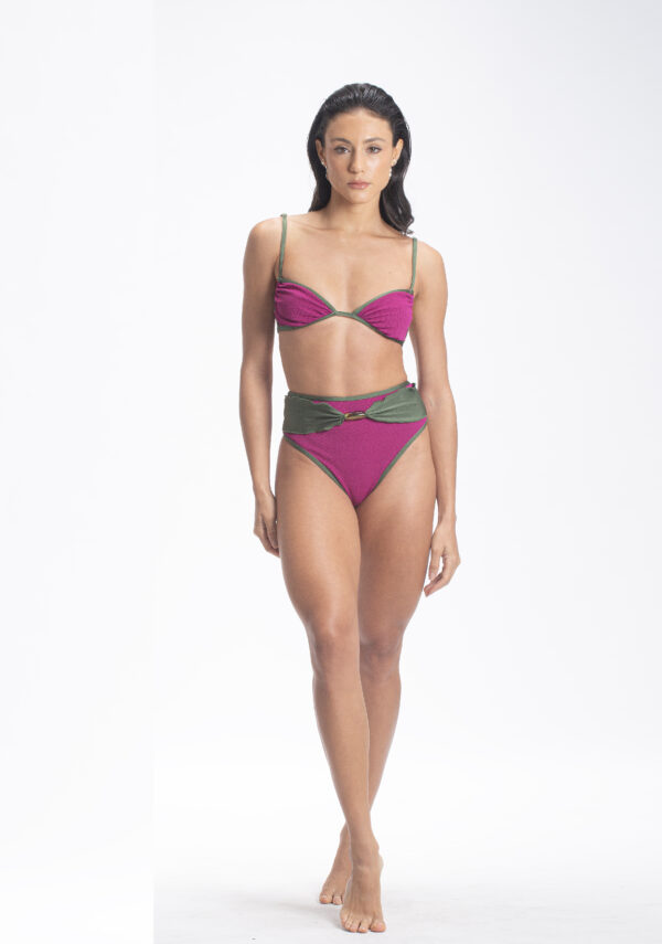 Biquíni hot pant orquídea rosa/verde